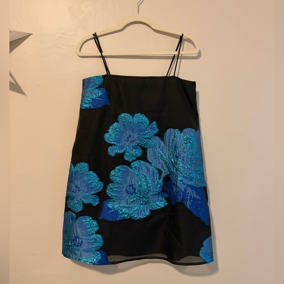 Lulus Dresses & Skirts - Lulus - Yavanna Black and Blue Floral Jacquard Shift Mini Dress in SMALL